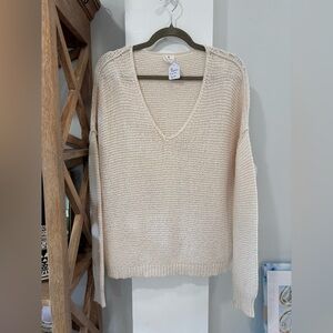 By Together Cream V-Neck Knit Pullover